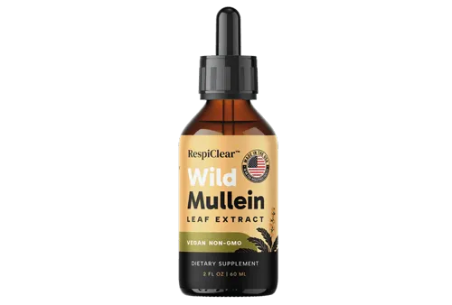 RespiClear bottle centered in ingredient circle